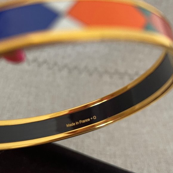 NWT Auc Hermès Enamel 24K Plated Narrow Bangle Bracelet - Picture 6 of 10